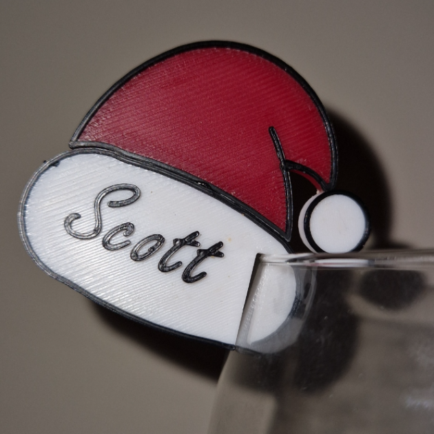 Marcador de Copos Personalizado - Chapéu Pai Natal