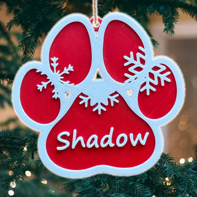 Enfeite de Natal: Pata com Nome Personalizado